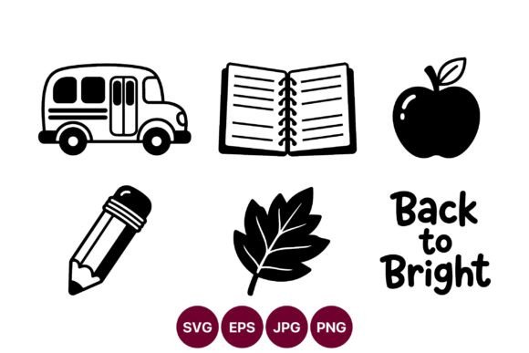 Back to Bright School Icons Graphics