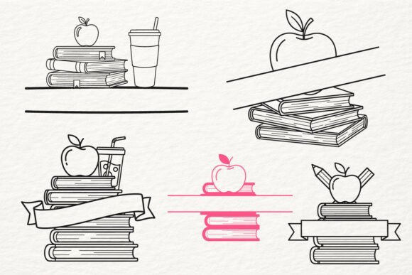 Back to School Book Stack Banner SVG PNG