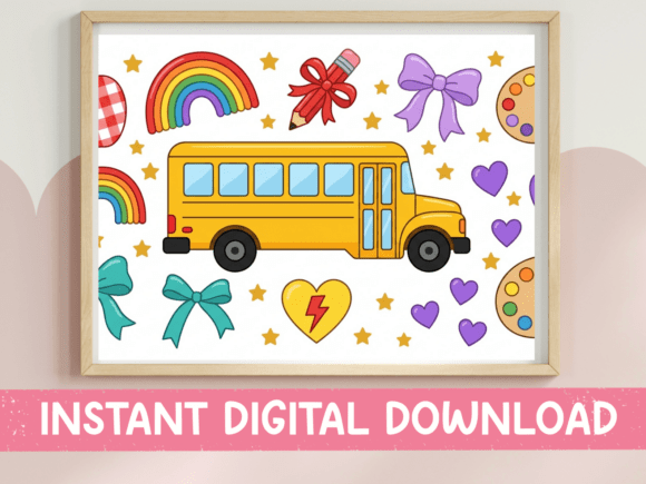 Back to School Bus Colorful Clipart: Graphics & Crafts for Branding