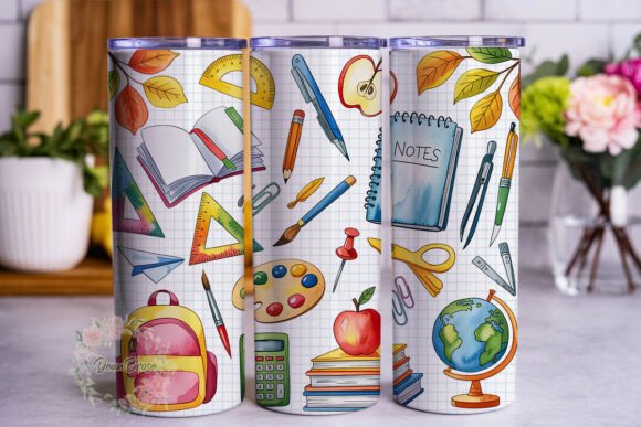 Back to School Watercolor Art Tumbler Graphics