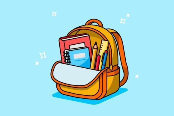 Backpack with School Supplies Graphics