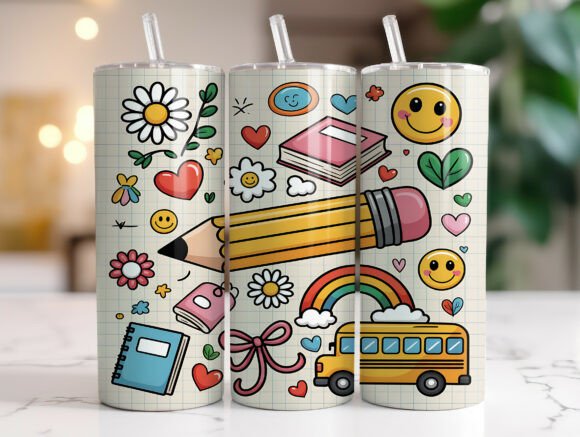 Cute Back to School 20 Oz Tumbler Wrap Graphics