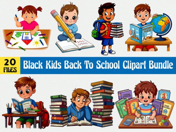 Kids Back to School Clipart Bundle