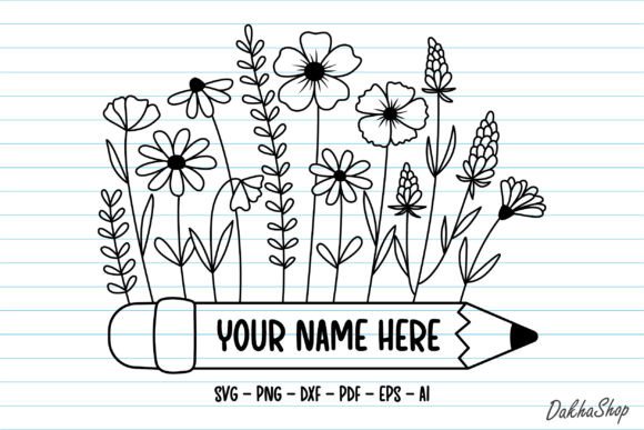 Pencil Flowers Svg, Back to School Svg