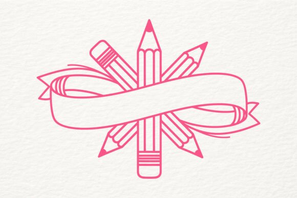 Pencil Ribbon Banner SVG Back to School