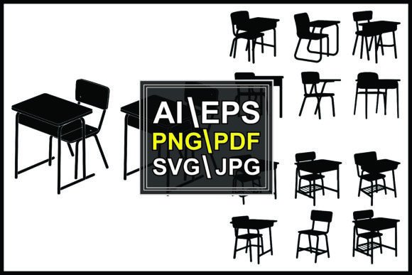 Silhouettes School Desks Chairs in Vario